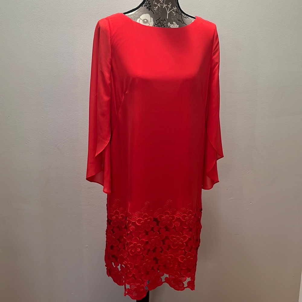 Red dress with floral detail